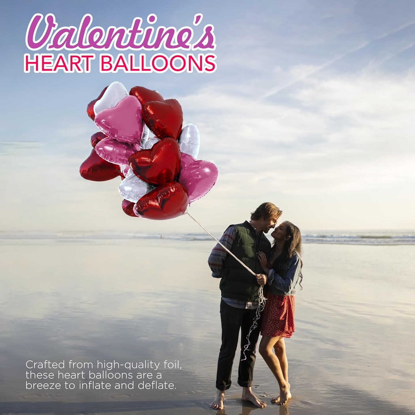 4E&#x27;s Novelty 15 Pack 18 Inch Heart Foil Balloons - White, Red and Pink Balloons