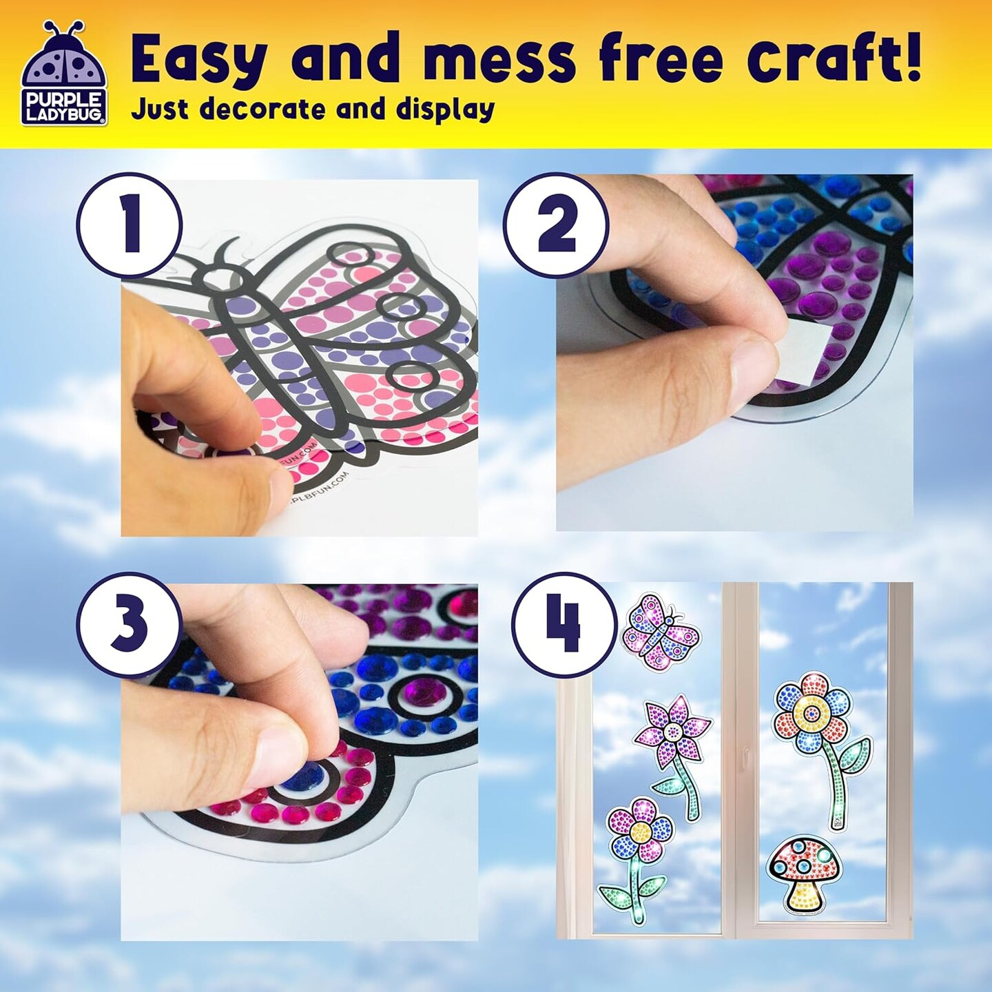 Suncatcher Gem Art for Kids Crafts - Easter Basket Stuffers for Kids 8-12 6-8, Valentines Day Gifts for 8 7 6 Year Old Girl Birthday Gift, Arts and Crafts for Kids Ages 4-8 8-12 6-8 Girls