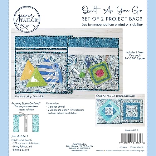 June Tailor KIT Project Bag, White Zippity-do-Done(tm)