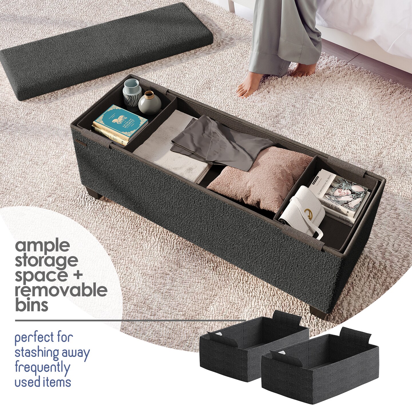 StorageBud Ottoman with Storage for Living Room