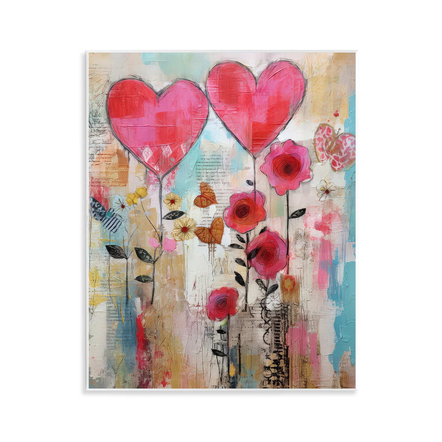 Stupell Industries Whimsical Hearts & Garden Wall Plaque Art Design by LSR Design Studio