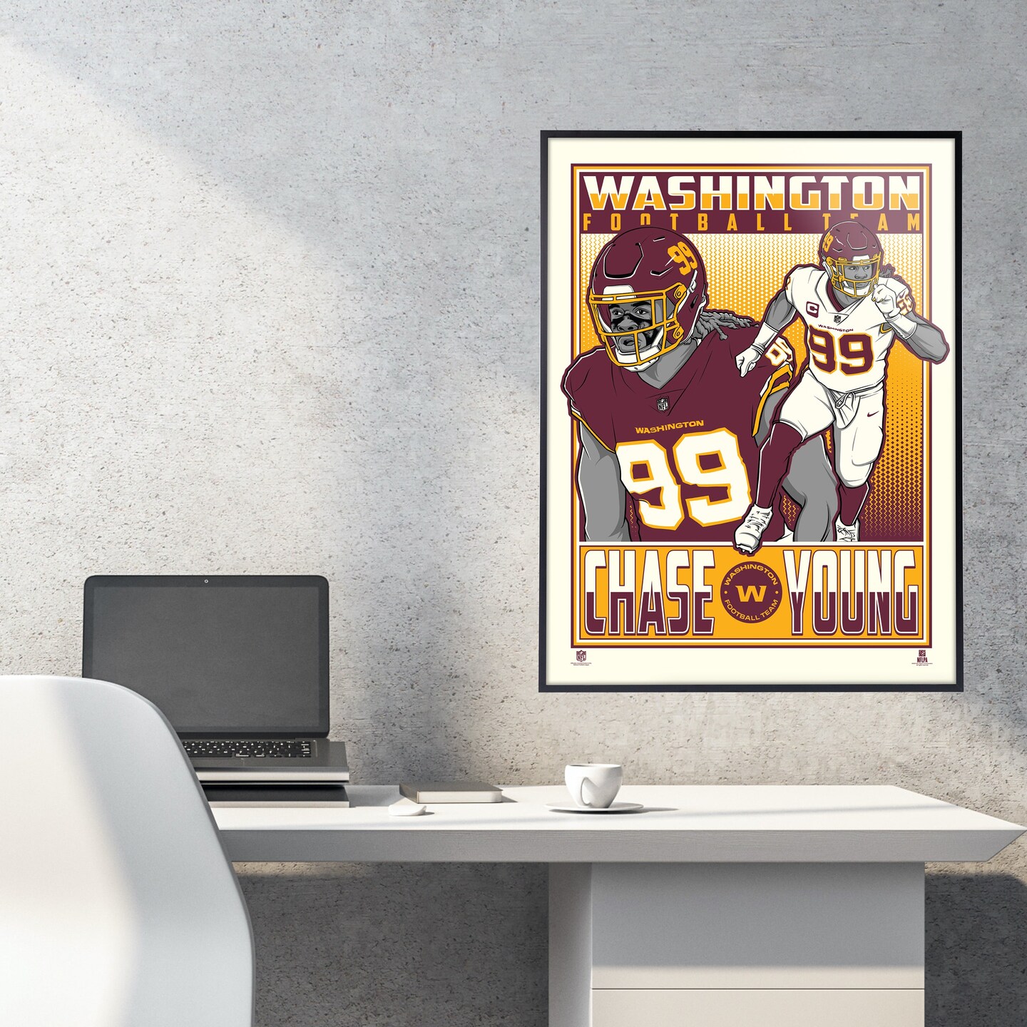 Phenom Gallery Washington Football Team Chase Young 18&#x22; x 24&#x22; Deluxe Framed Serigraph