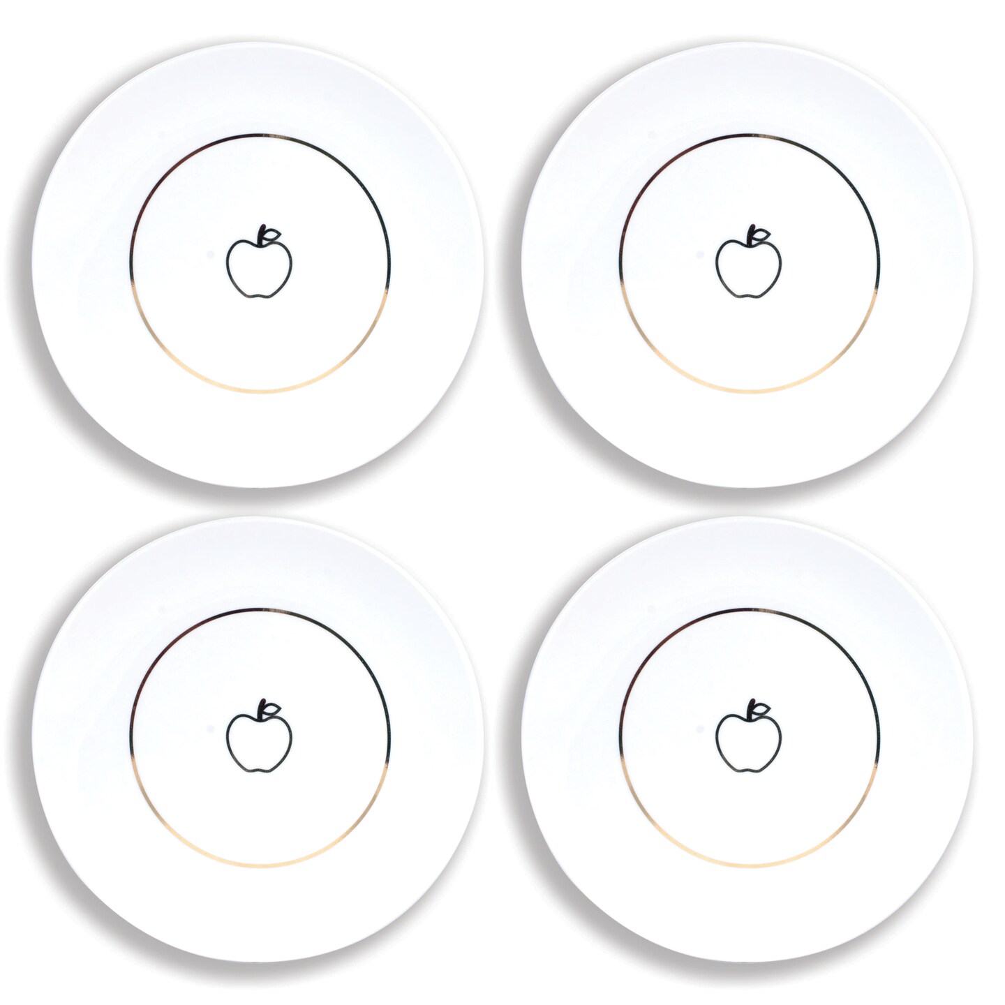 Disney Snow White Apple 4 Piece Porcelain 7&#x22; Plate Set