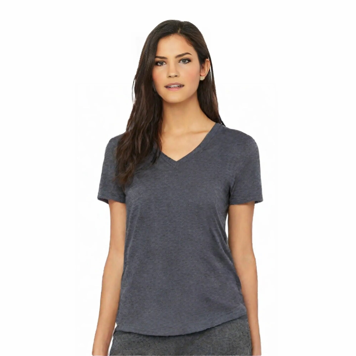 BELLA + CANVAS Women's Relaxed Heather CVC V-Neck Short Sleeve T-Shirt