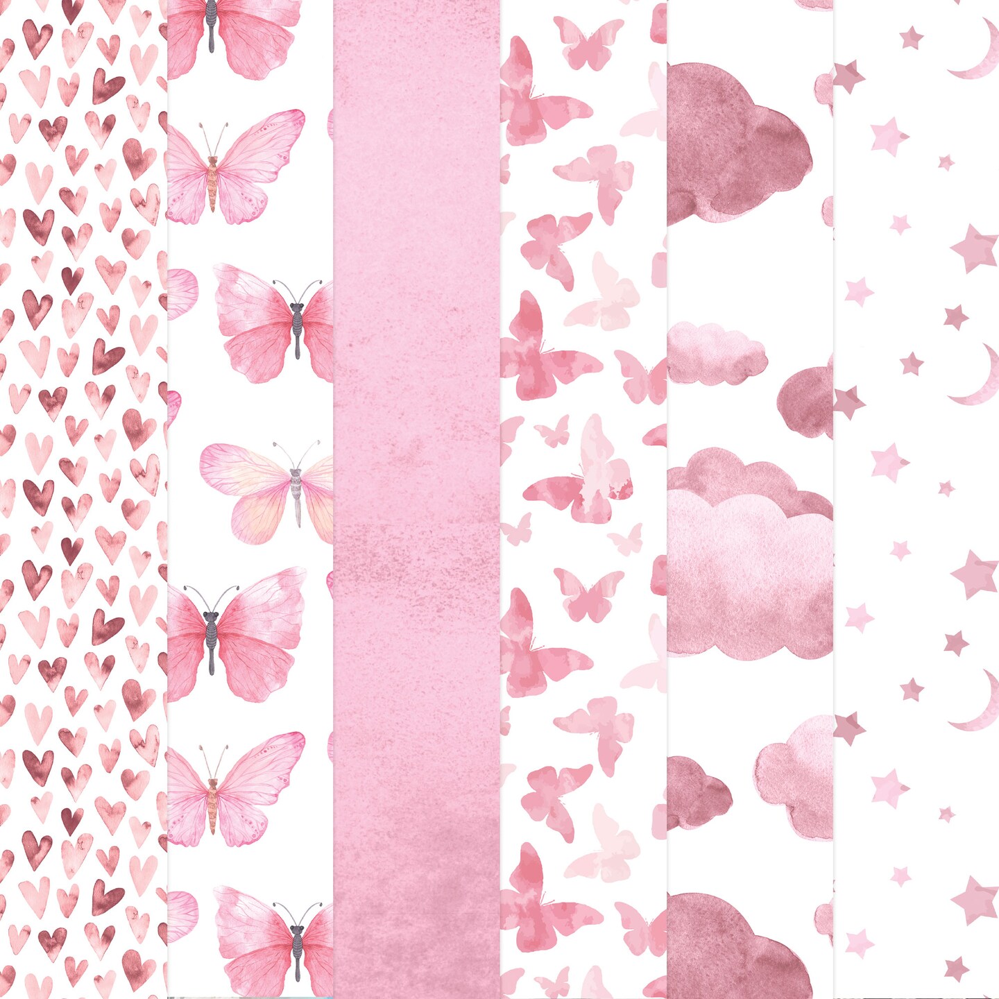 PINK COLORWAYS PATTERN II 12 X12 SCRAPBOOK PAPER SET
