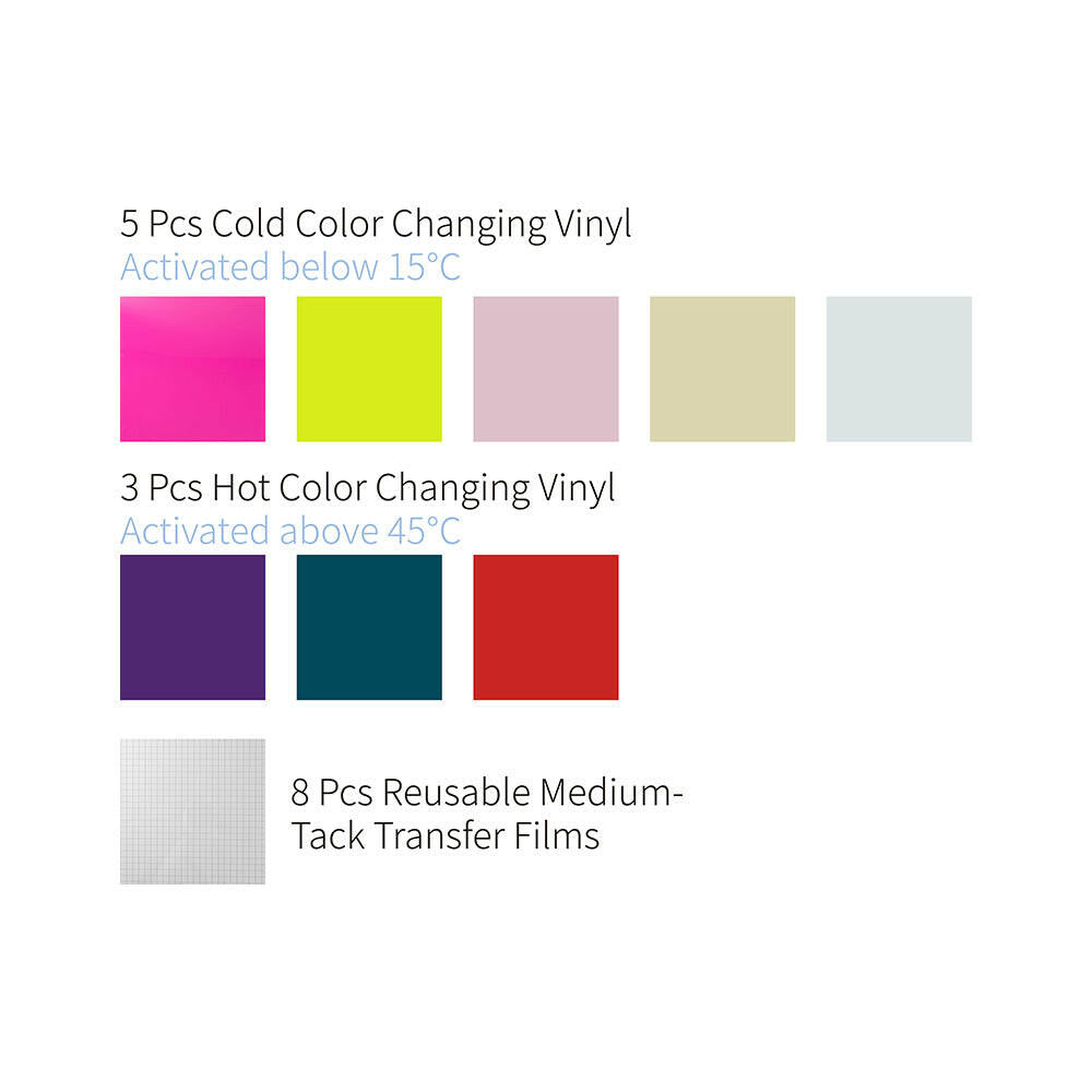 Assorted Color-Changing Adhesive Vinyl Sheets - 8 Pack
