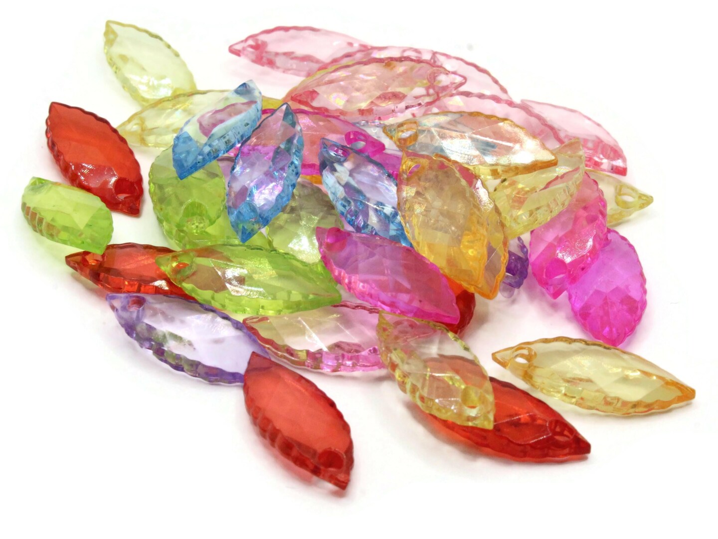 40 25mm Mixed Color Clear Acrylic Flat Marquise Beads
