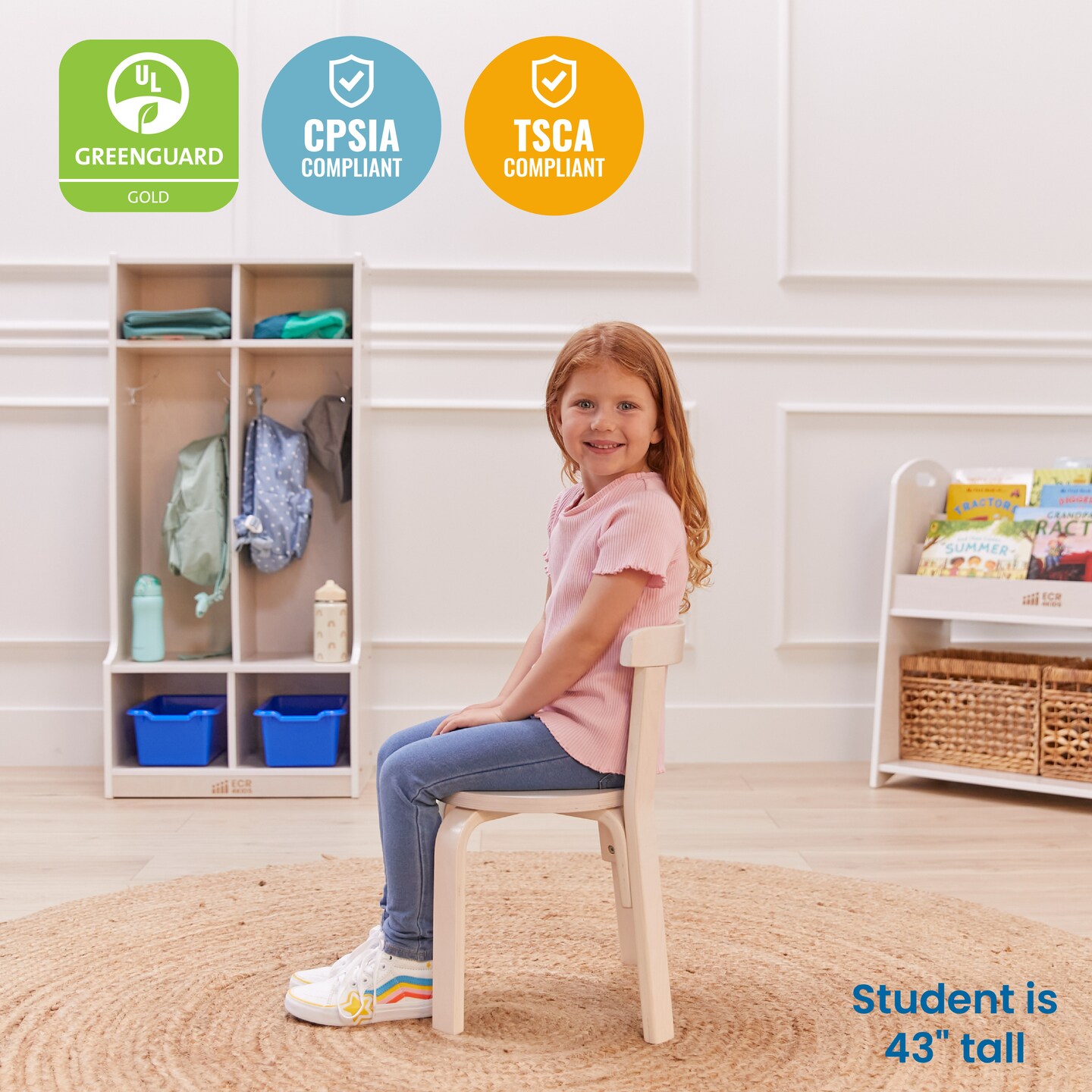 Bentwood Stackable Stools, Classroom Furniture, 6-Piece