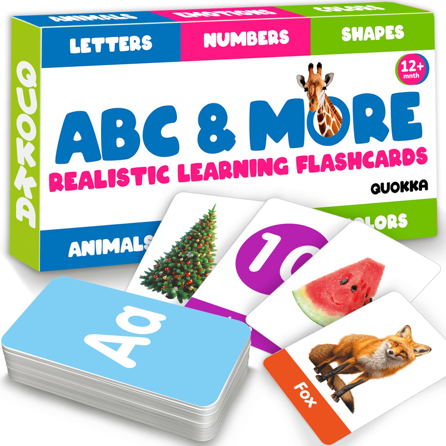 60 Realistic Learning Flash Cards for Kids | ABC, Numbers &#x26; Animals