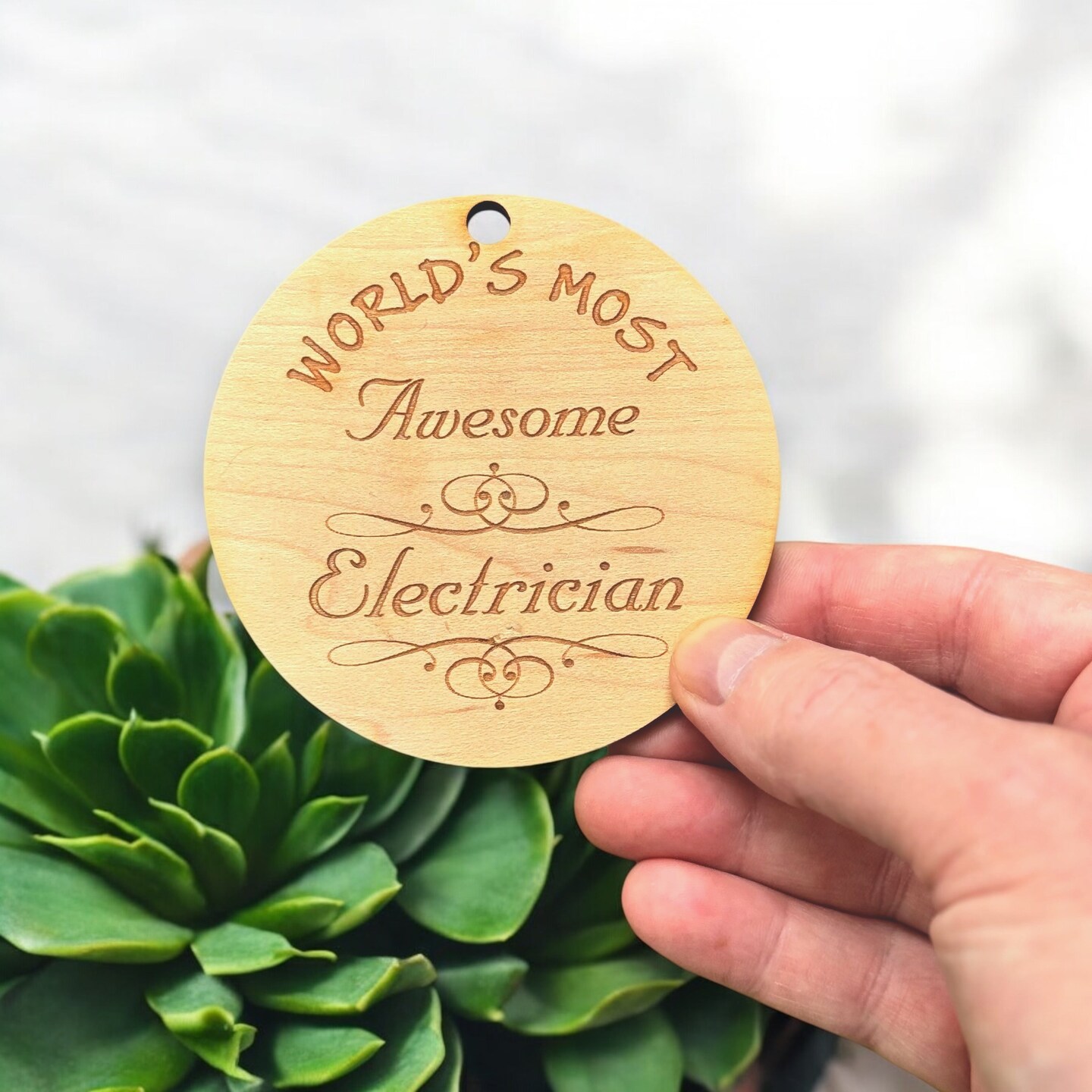Worlds most Awesome Electrician - Ornament - Raw Wood