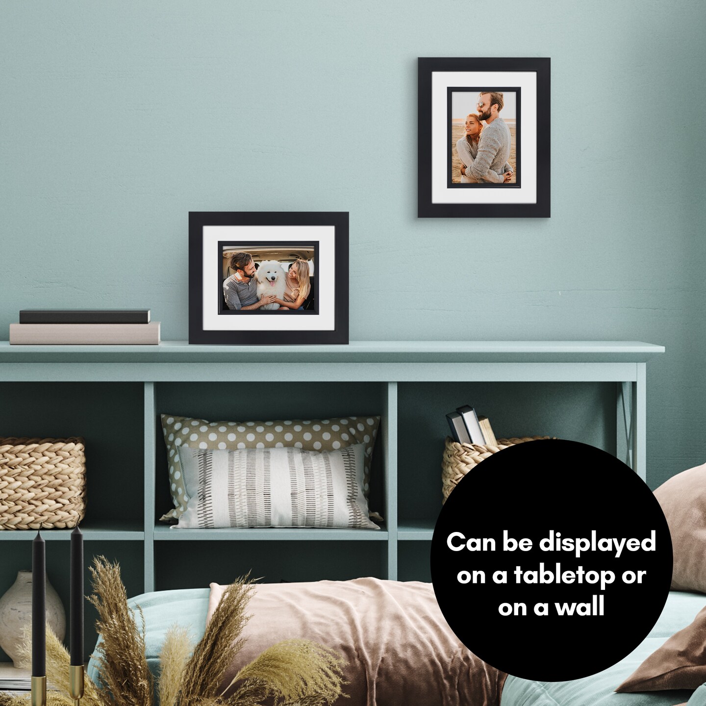 Americanflat 8x10 Picture Frame with Decorative Inner Mat Accent - Use as 5x7 photo frame with Mat or 8x10 frame without the Mat - Statement Frame with Shatter-Resistant Glass and Easel Stand