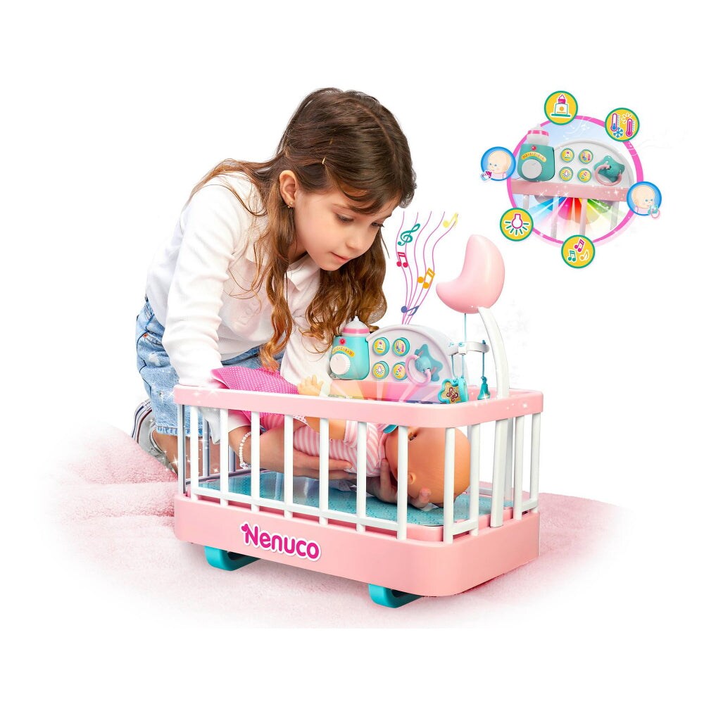 Nenuco Good Sleep Cradle with Baby Doll, Crib, and Accessories, 14&#x22; Doll