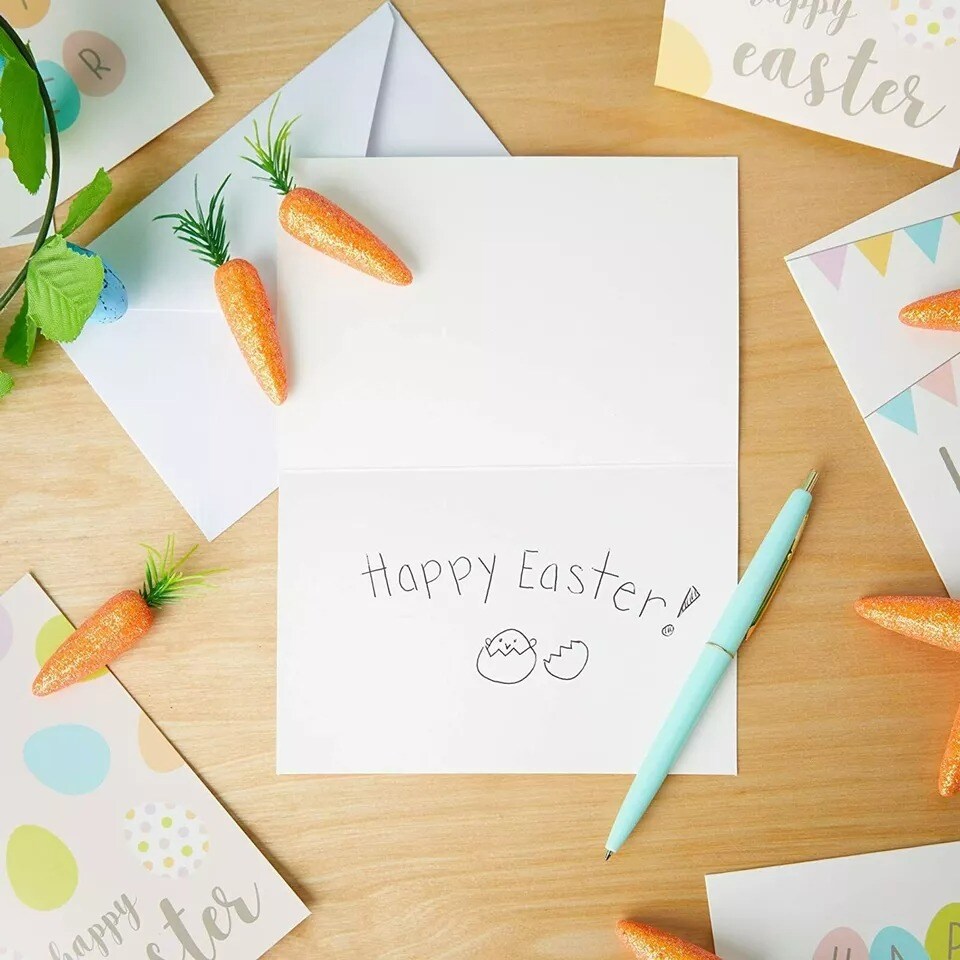 36x Happy Easter Blank Greeting Cards with Envelopes, 6 Assorted Design, 4x6 In