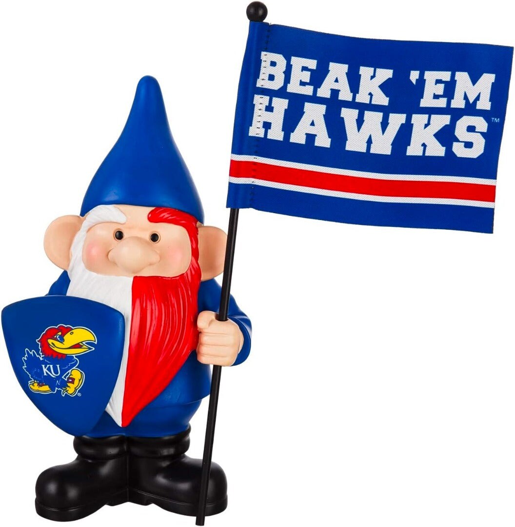 Kansas Jayhawks Gnome with 2-sided Flag
