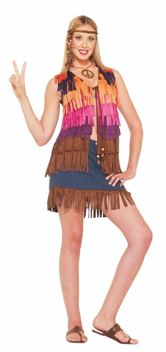 60&#x27;s 70&#x27;s Fringed Hippie Female Costume Vest Adult