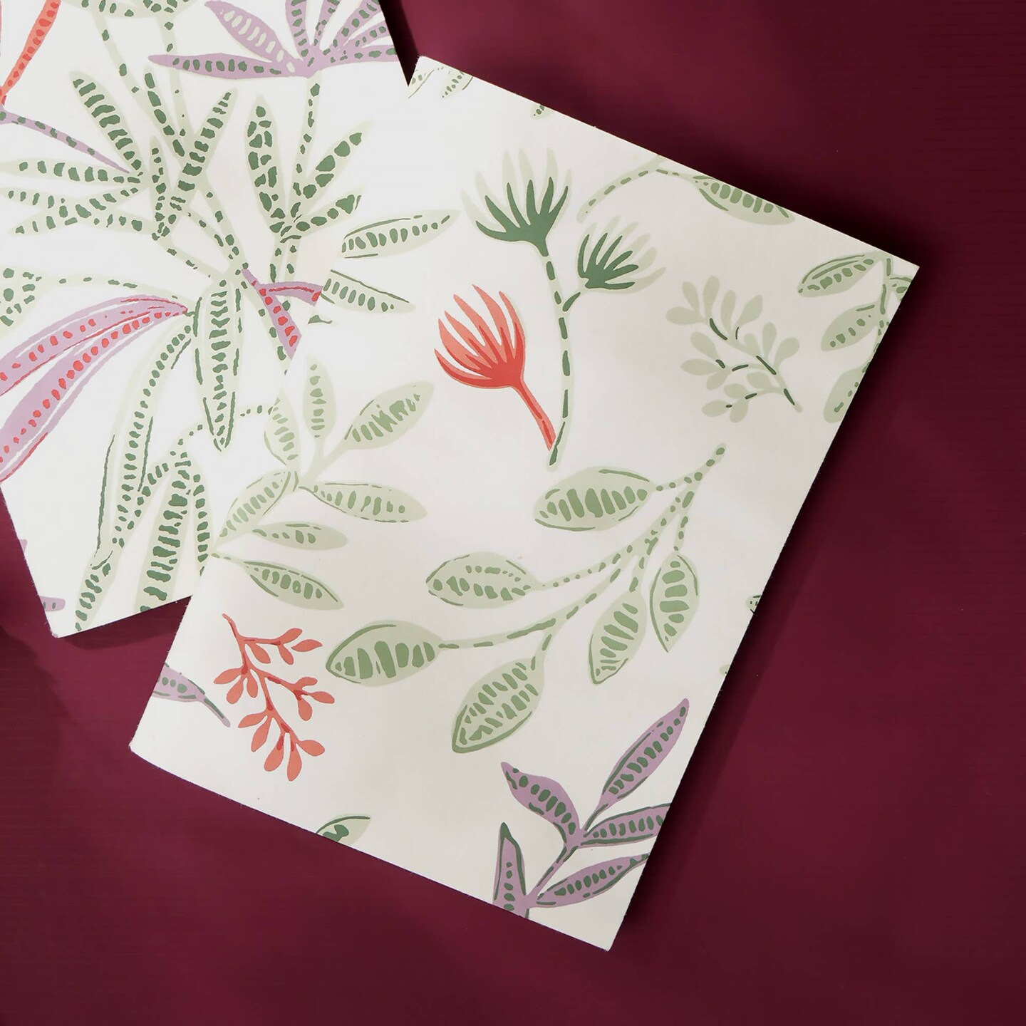 Soft Cover Off white/Green Flowers Handmade Paper Notebook - Pack of 5, 10 X 7 Inch