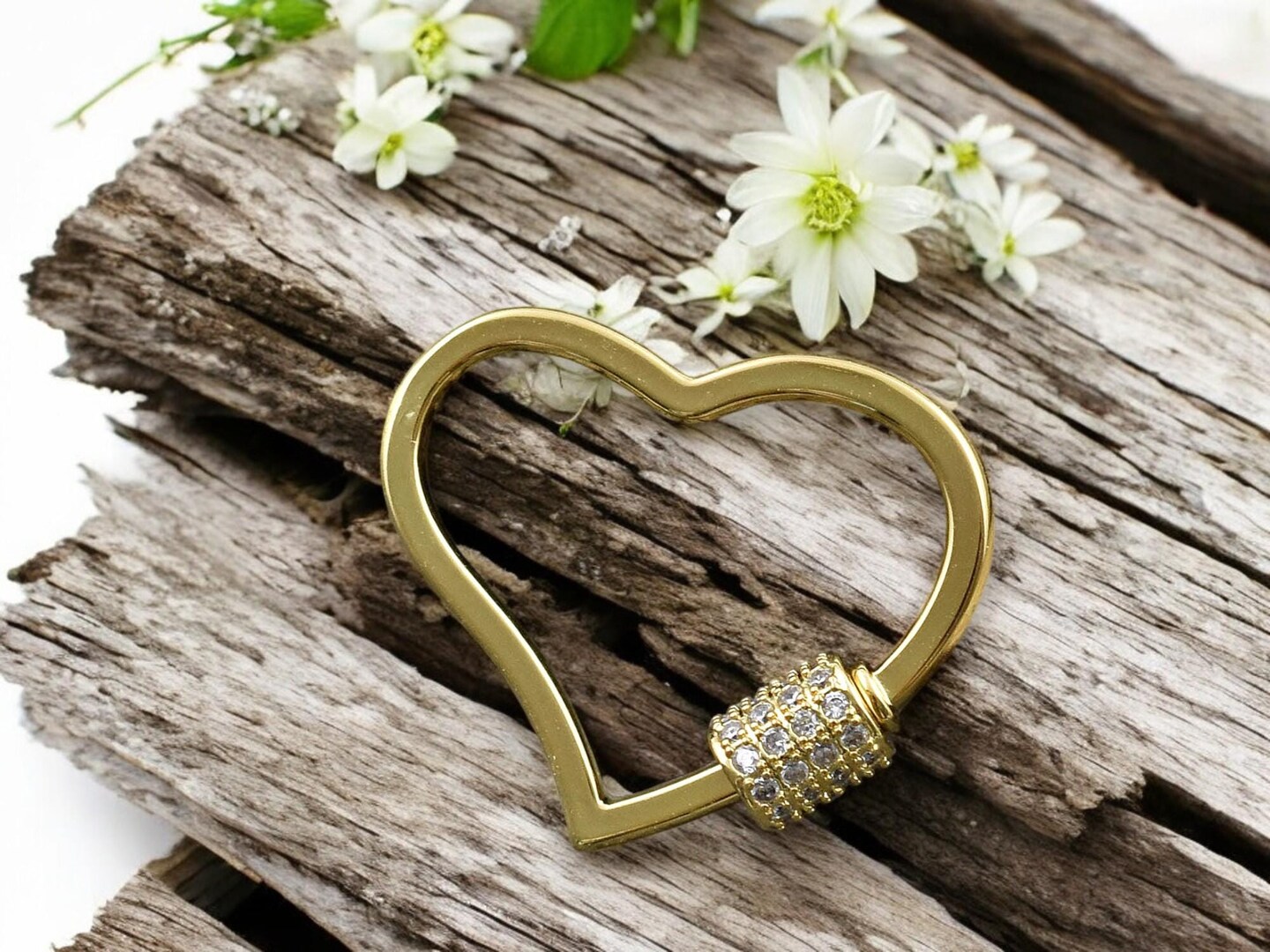 23x26mm Gold Micro Pave CZ Heart Carabiner Clasp | Michaels