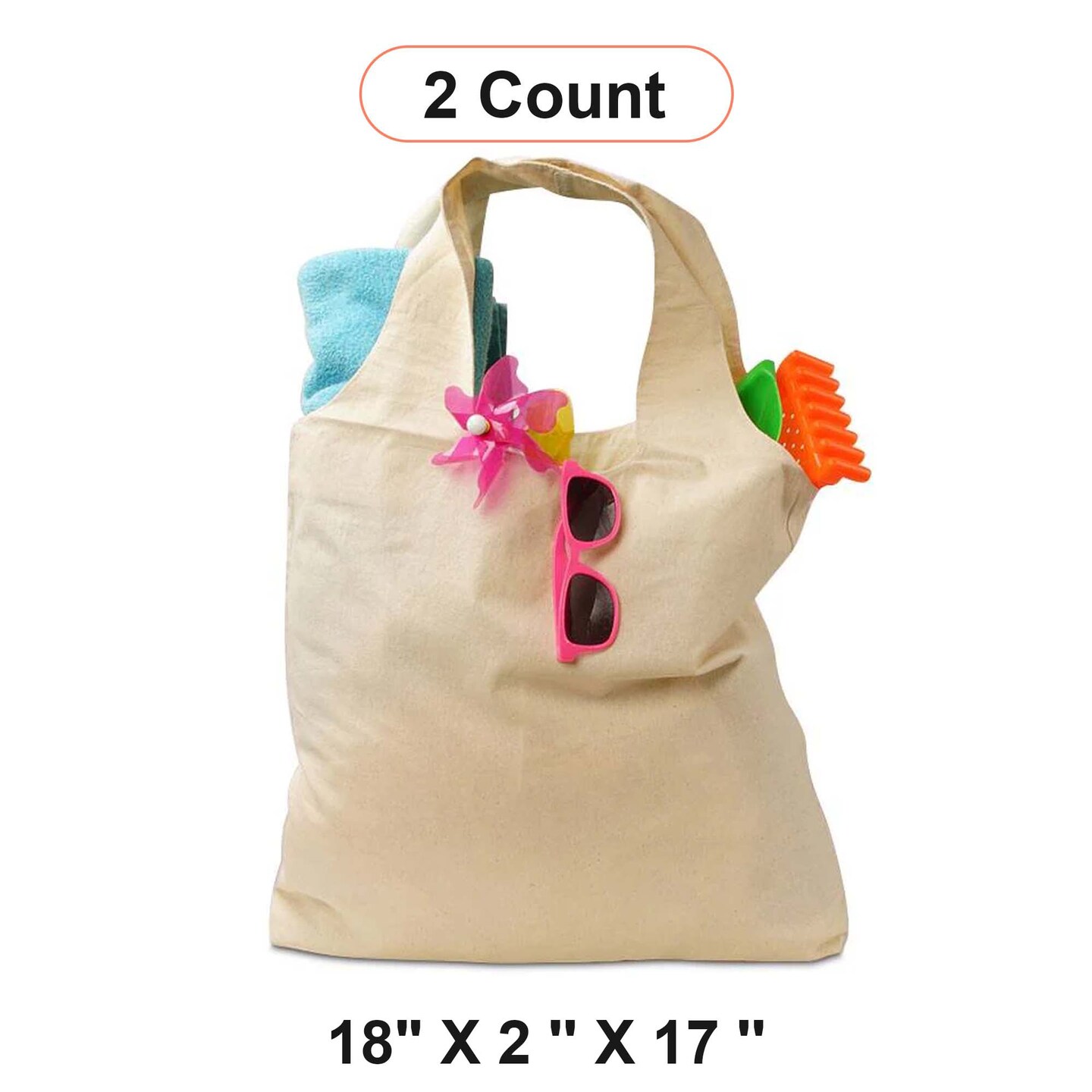 Natural Cotton Tote Bag 18&#x27;&#x27; x 2&#x27;&#x27; x 17&#x27;&#x27; Durable Design