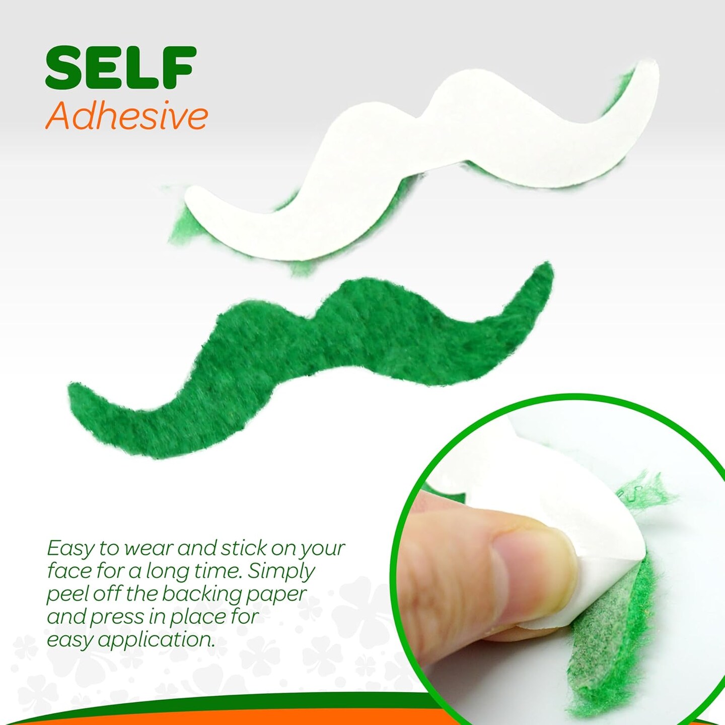 4E's Novelty 48 Pack St. Patrick's Day Mustache Green & Orange Mustaches Bulk Fake Beard Self Adhesive St Patrick Accessory Party Favor Supply