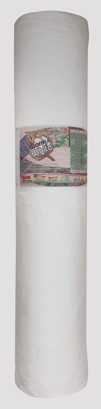 Warm & White 124" x 30 YD Cotton Batting – Premium Needle-Punched, Chemical-Free Quilting Batting, Ideal for Quilts & Crafts