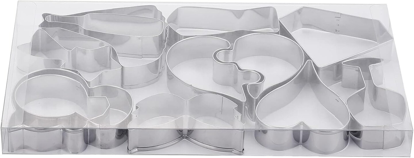 12 Piece Heart Shaped Cookie Cutter Set Stainless Steel for Valentine's Day
