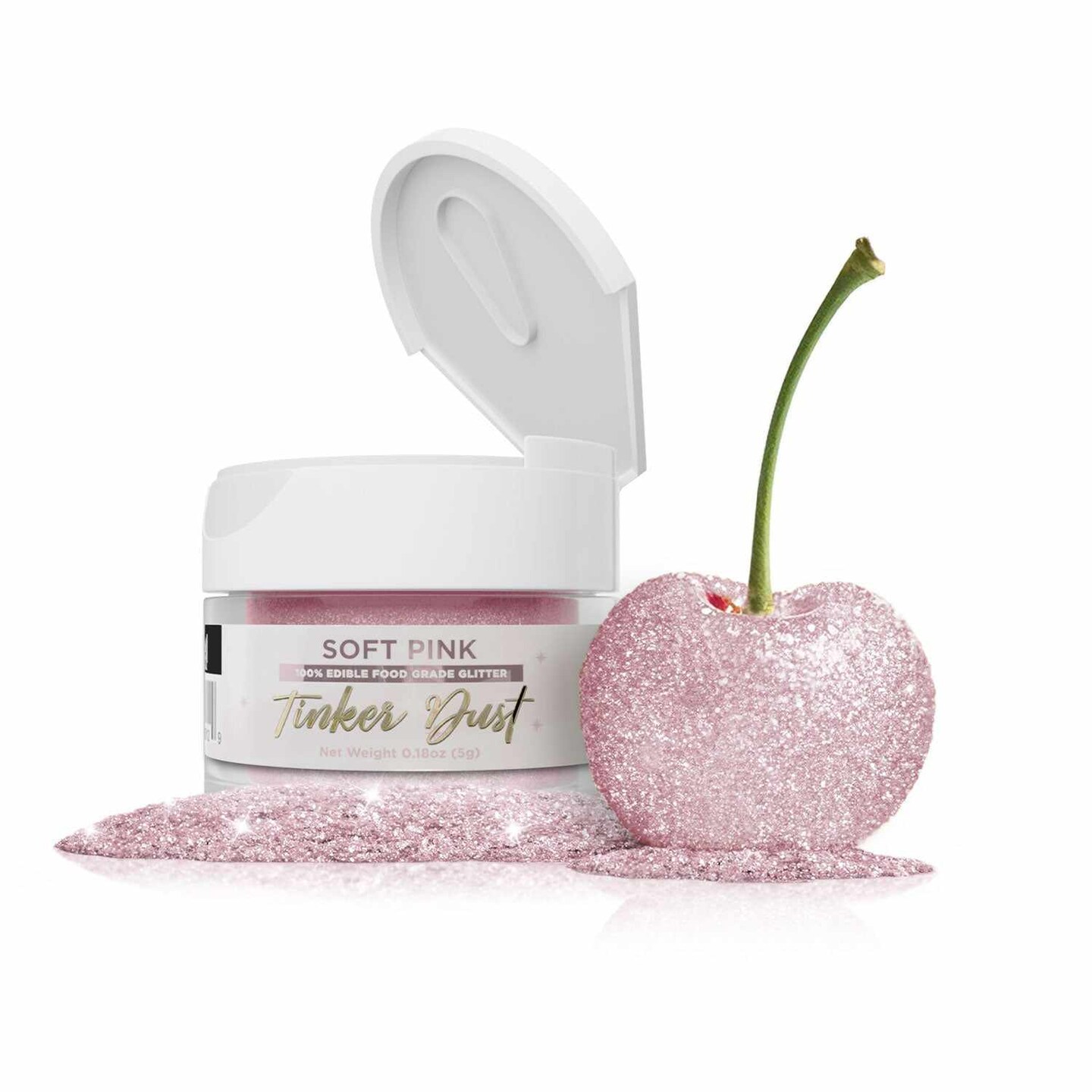 Bakell - Soft Pink Tinker Dust (5g, 1x Flip Cap Jar) Edible Glitter for Food, Desserts, and Beverages!