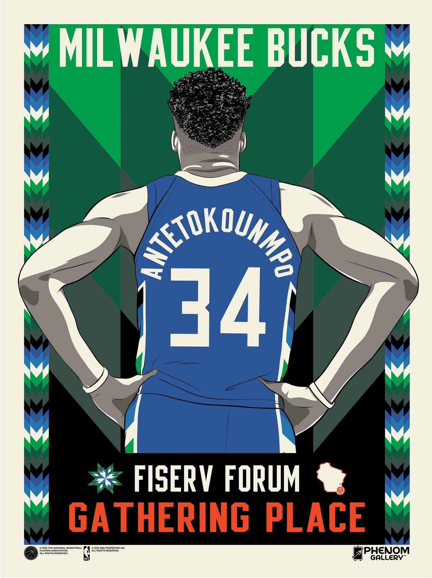 Phenom Gallery Milwaukee Bucks City Edition 18&#x22; x 24&#x22; Deluxe Framed Serigraph