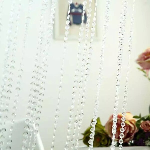 BEADED DOOR CURTAIN 8 ft long Clear Acrylic Diamond Cut Adjustable Strands