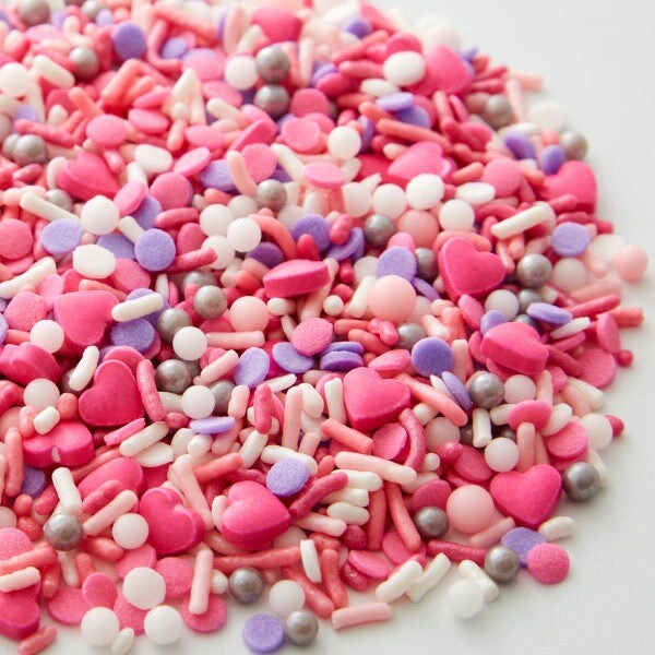 Wilton Purple and Pink Hearts Valentine&#x27;s Day Sprinkle Mix 4.08 oz.