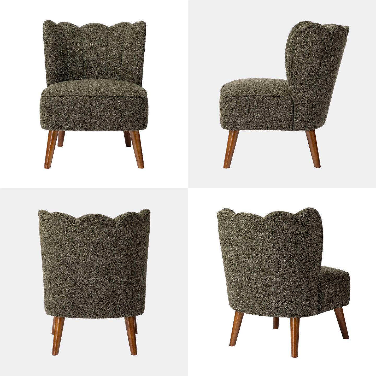 32.75&#x22;H Upholstered Tufted Accent Chair with Rubber Wood Legs