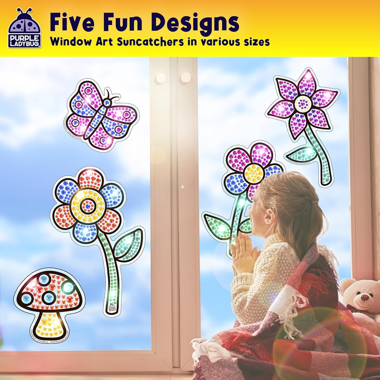 Suncatcher Gem Art for Kids Crafts - Easter Basket Stuffers for Kids 8-12 6-8, Valentines Day Gifts for 8 7 6 Year Old Girl Birthday Gift, Arts and Crafts for Kids Ages 4-8 8-12 6-8 Girls
