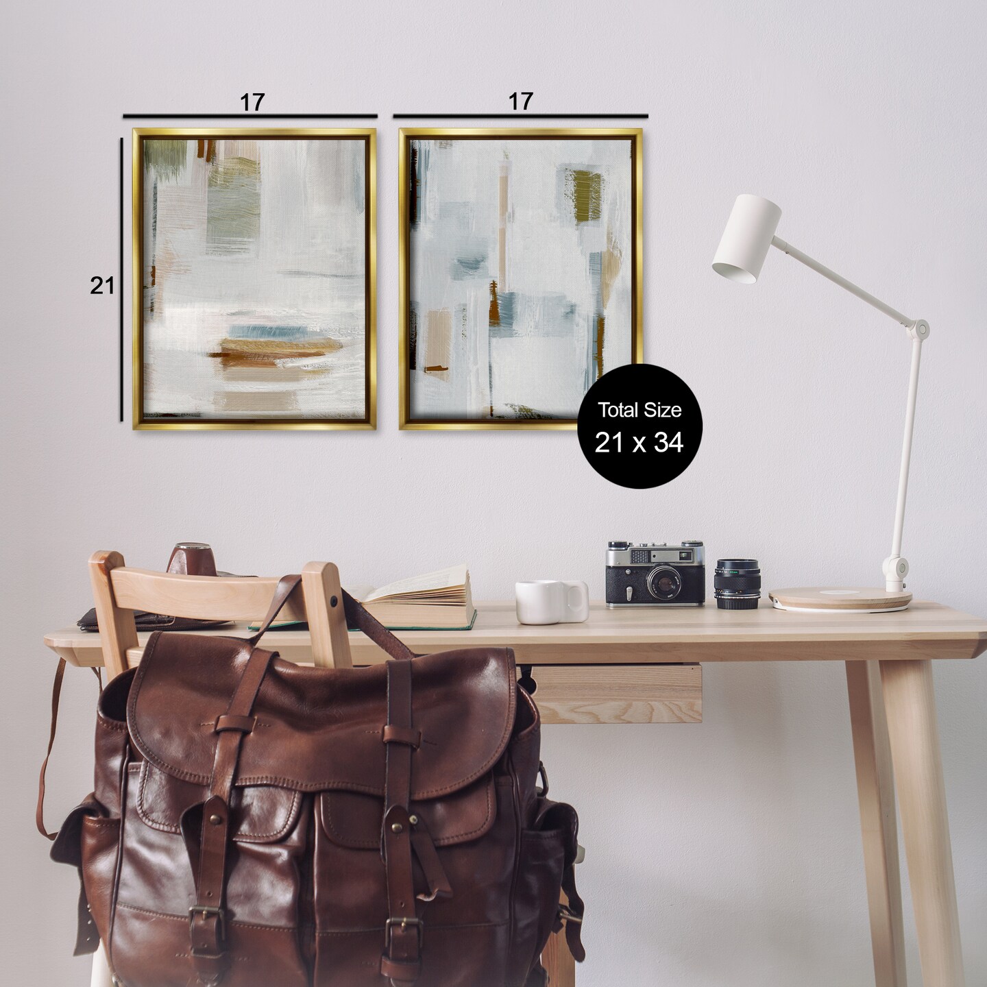 Stupell Industries Sophisticated Soft Abstraction 2 pc Framed Floater Canvas Wall Art Set Design by Susan Jill