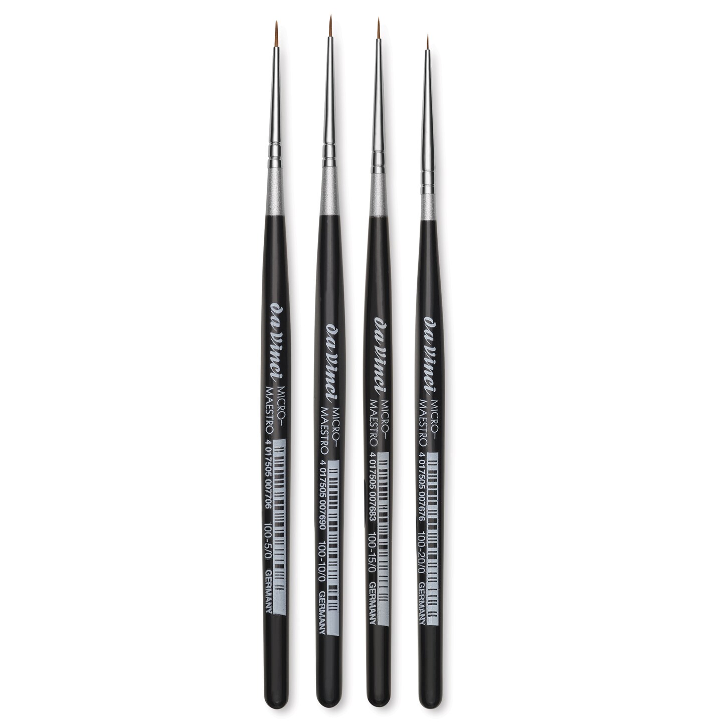 Da Vinci Micro Maestro Kolinsky Brushes - Round, Short Handle, Set of 4
