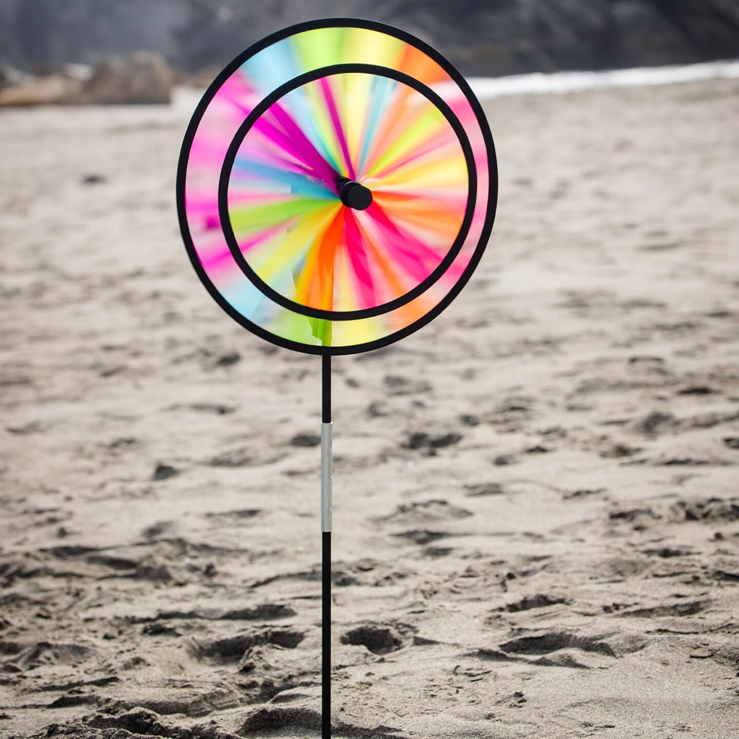 In the Breeze 2613 — 13-inch Fiesta Double Spinner with Wind Sail — Colorful Pivoting Wind Spinner for Yards and Gardens