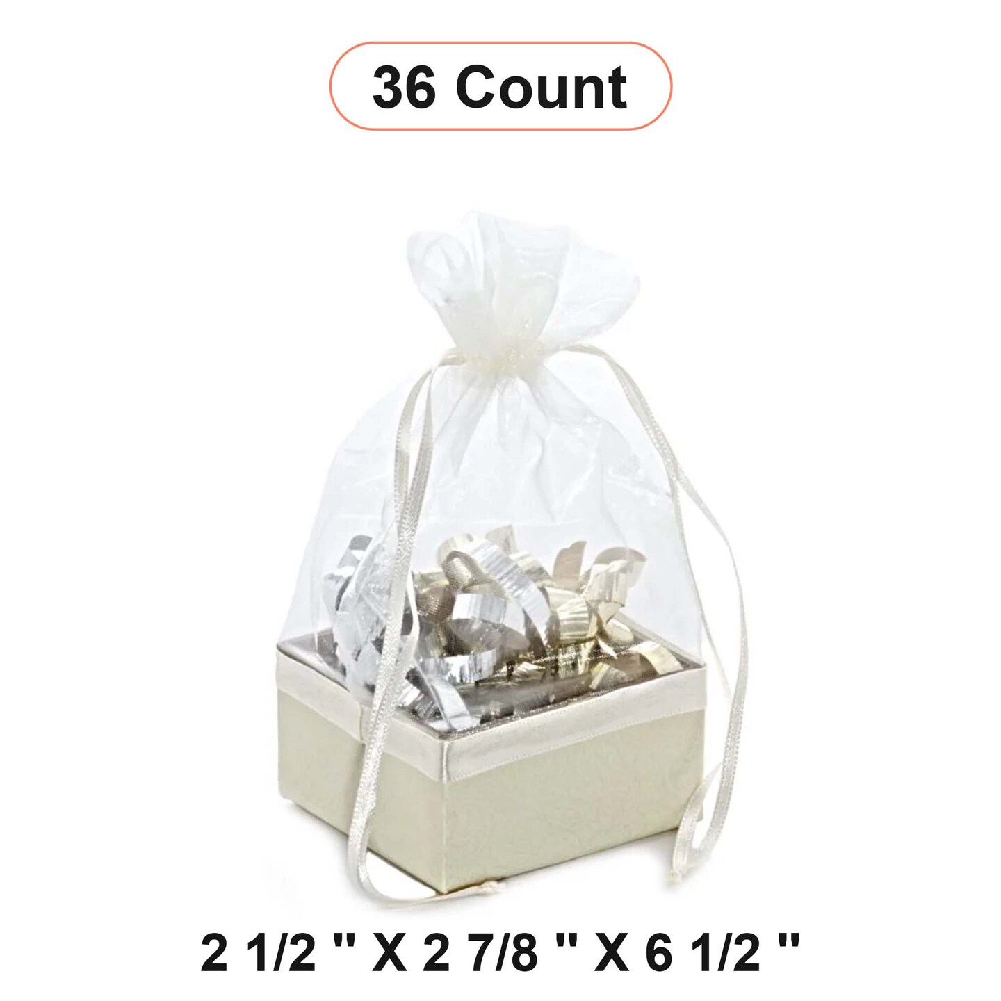 Box On The Bottom Organza Bags 2 1/2 &#x27;&#x27; X 2 7/8 &#x27;&#x27; X 6 1/2 &#x27;&#x27; Event