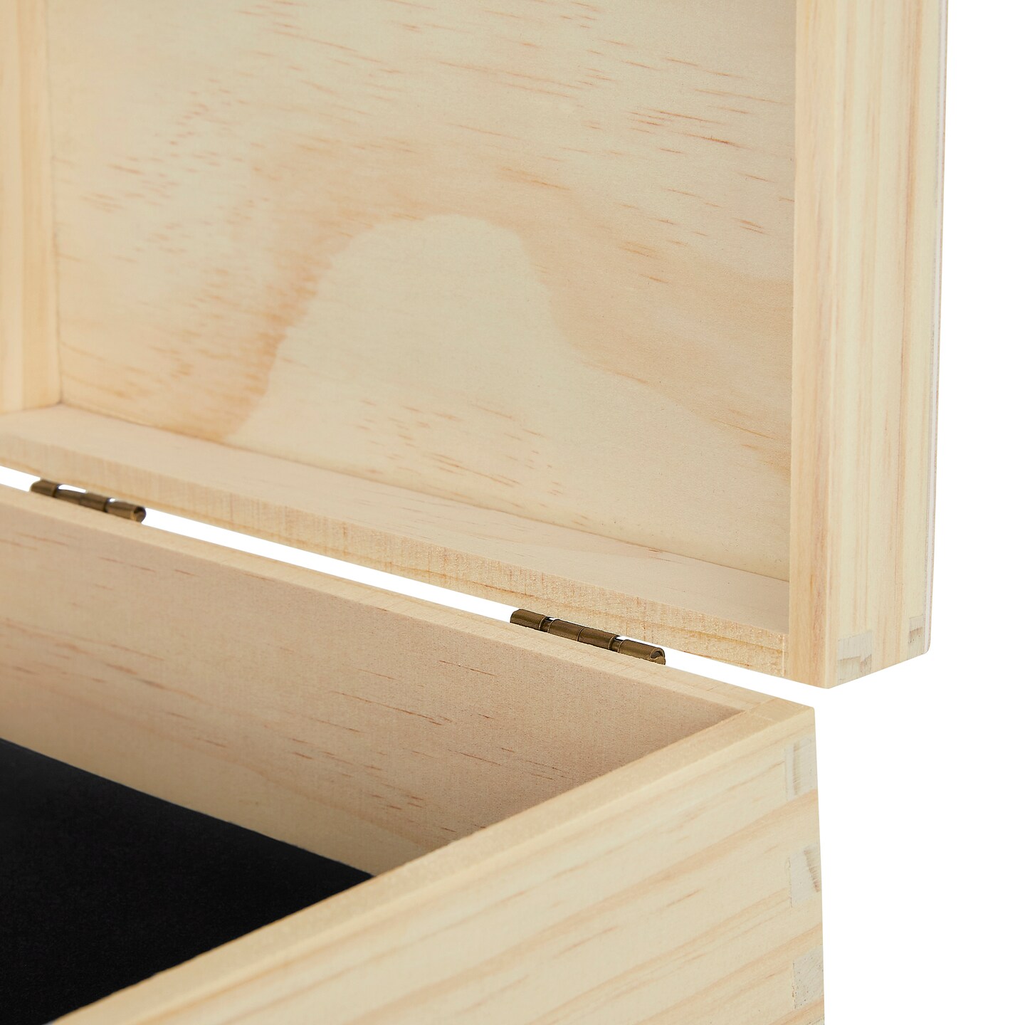 Makerflo Medium Pine Wood Memory Box with Black Felt Inside and Hinged with Clasp of Front, Keepsake Wooden Box Ideal for Craft and Personalization (Laser Engraving, Epoxy, UV DTF, and Vinyl)