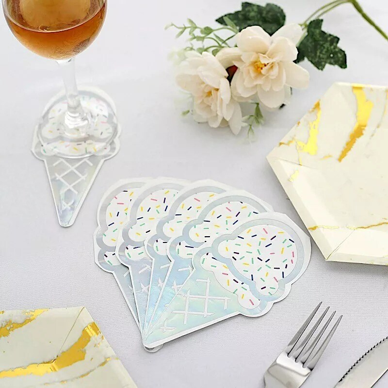 20 Iridescent 12x6&#x22; Ice Cream Paper Beverage COCKTAIL NAPKINS Party Supplies