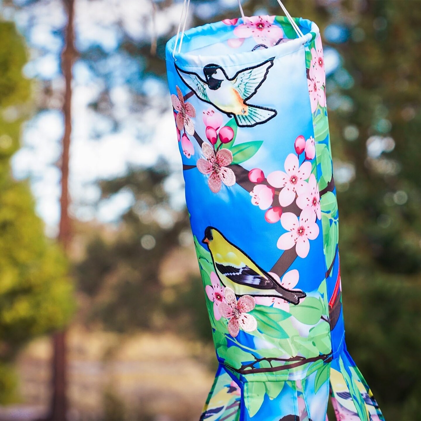 In the Breeze 5245 — Songbird 40-inch Illusion Windsock — Vibrant, Fully Printed Windsock with Embroidered Details