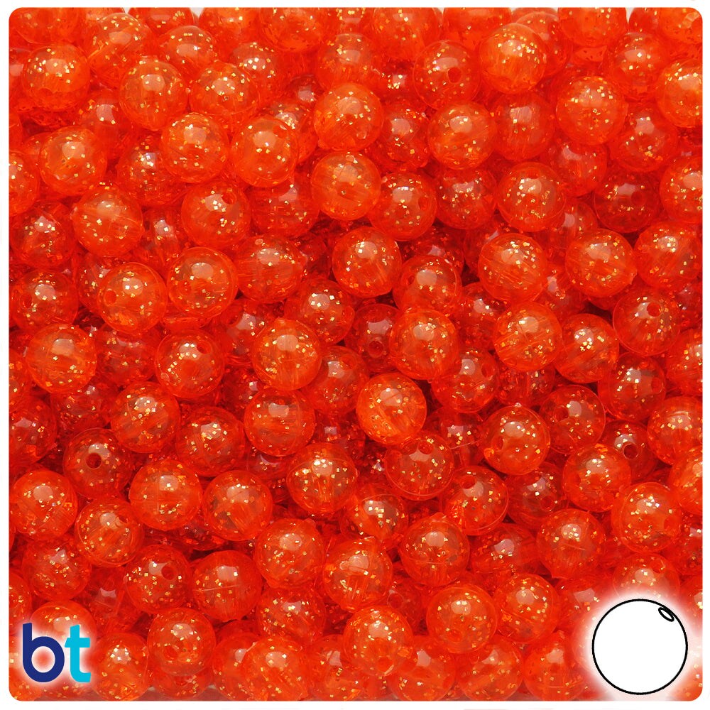 BeadTin Hyacinth Gold Sparkle 8mm Round Plastic Craft Beads (300pcs)