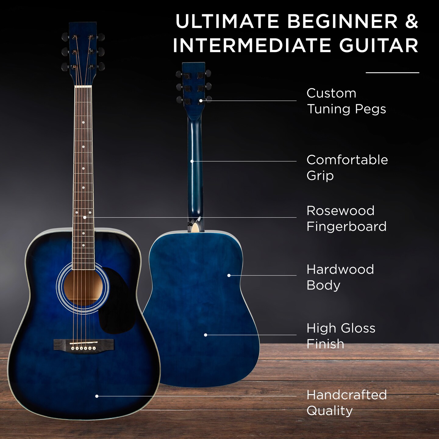 Best Choice Products 41in Full Size All-Wood Acoustic Guitar Starter Kit w/ Gig Bag, Pick, Strap, Rag