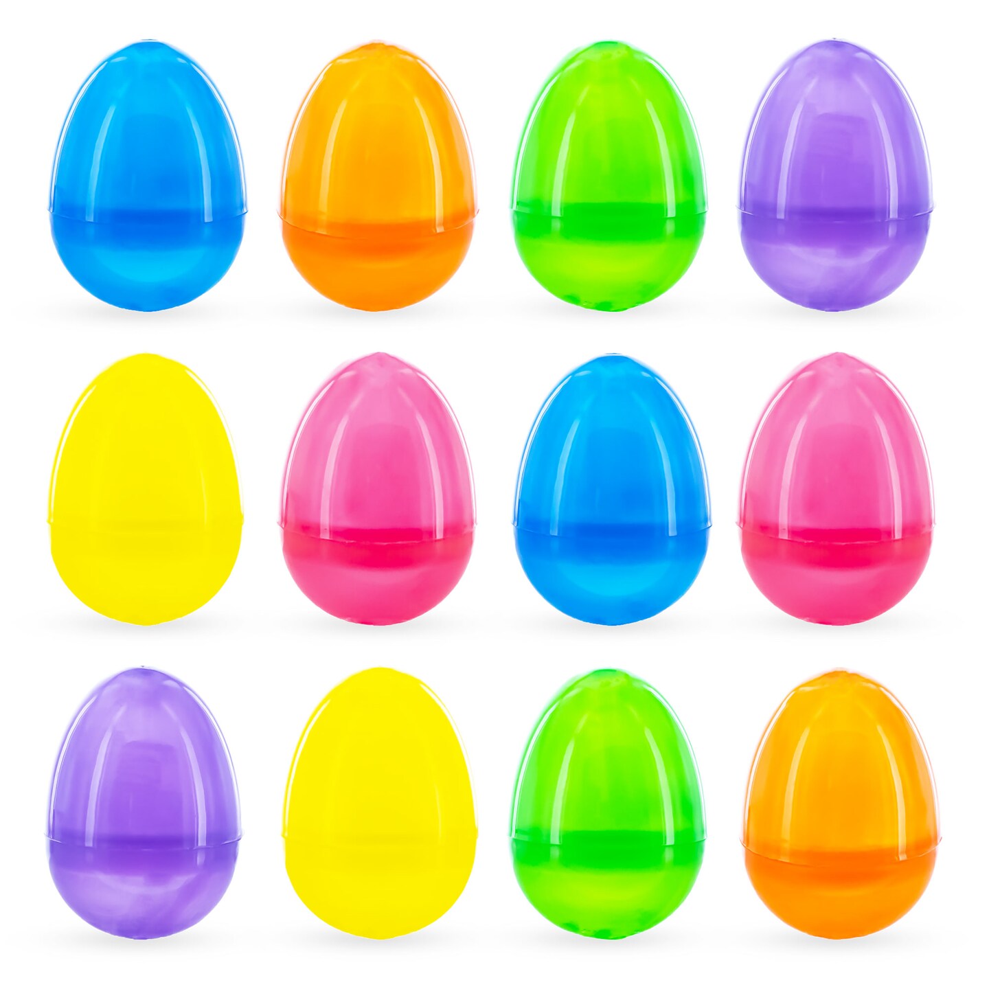 Set of 12 Iridescent Plastic Eggs 2.25 Inches