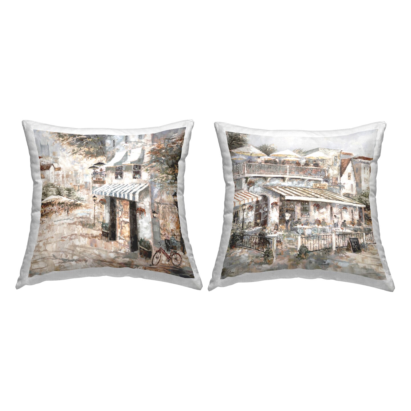 Vintage Parisian City 2 PC Decorative Printed Throw Pillow Set Design by Ruane Manning, 18 x 7 x 18
