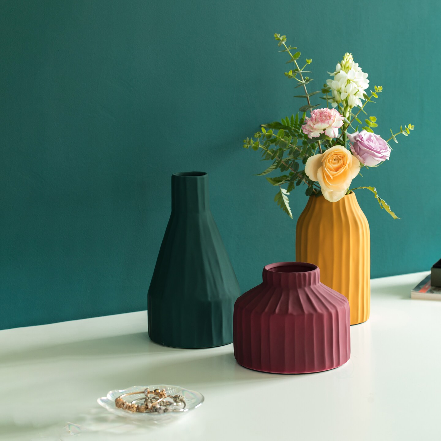 Modern Farmhouse Home D&#xE9;cor Accents; Living Room D&#xE9;cor, Boho Vases for Table Decor, Mantel &#x26; Shelf Vases, Cottage core D&#xE9;cor, Housewarming Gift, Centerpiece Table Vase