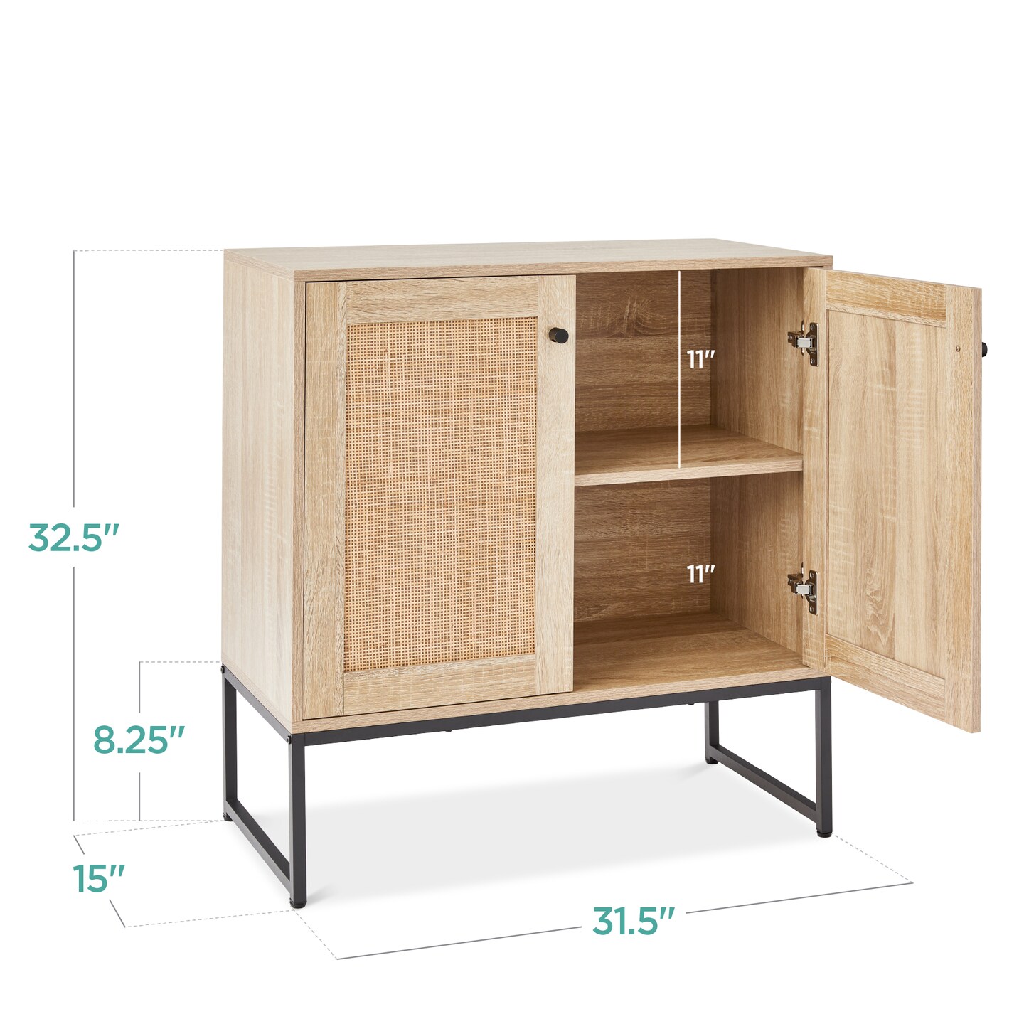 Best Choice Products 2-Door Rattan Storage Cabinet, Accent Furniture, Cupboard w/ Non-Scratch Foot Pads