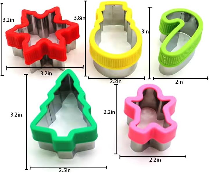 5 Piece Christmas Cookie Cutter Set with Plastic Covers