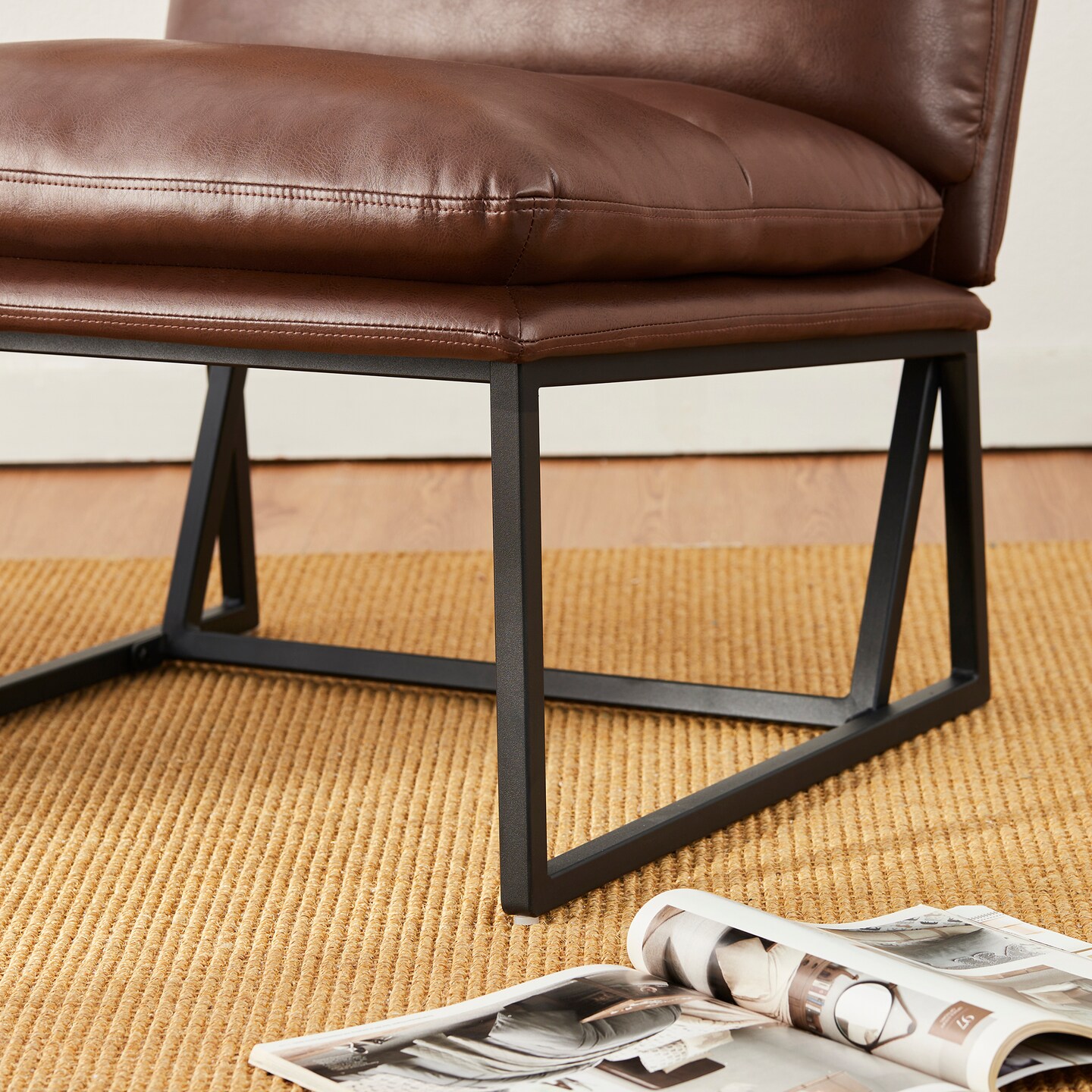 30.25&#x22;H Modern Soft PU Leather Armless Accent Chair