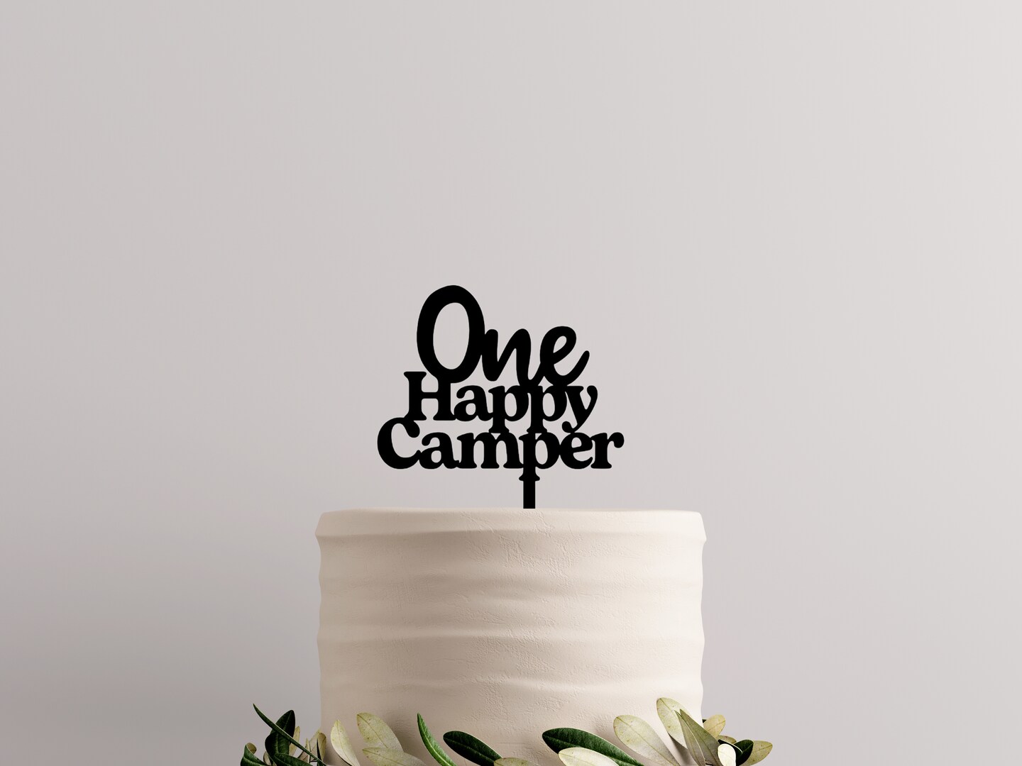 One Happy Camper Acrylic Cake Topper - Camping Birthday Party Decor