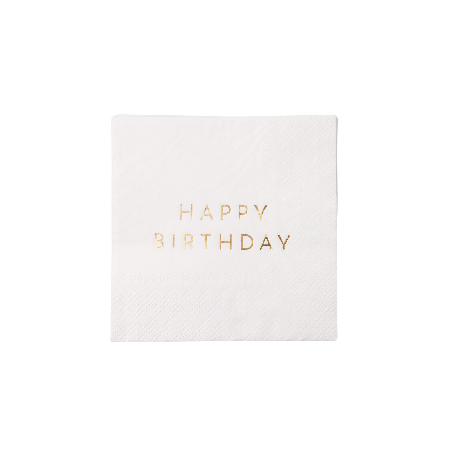 WHITE &#x26; GOLD SIGNATURE HAPPY BIRTHDAY COCKTAIL NAPKINS