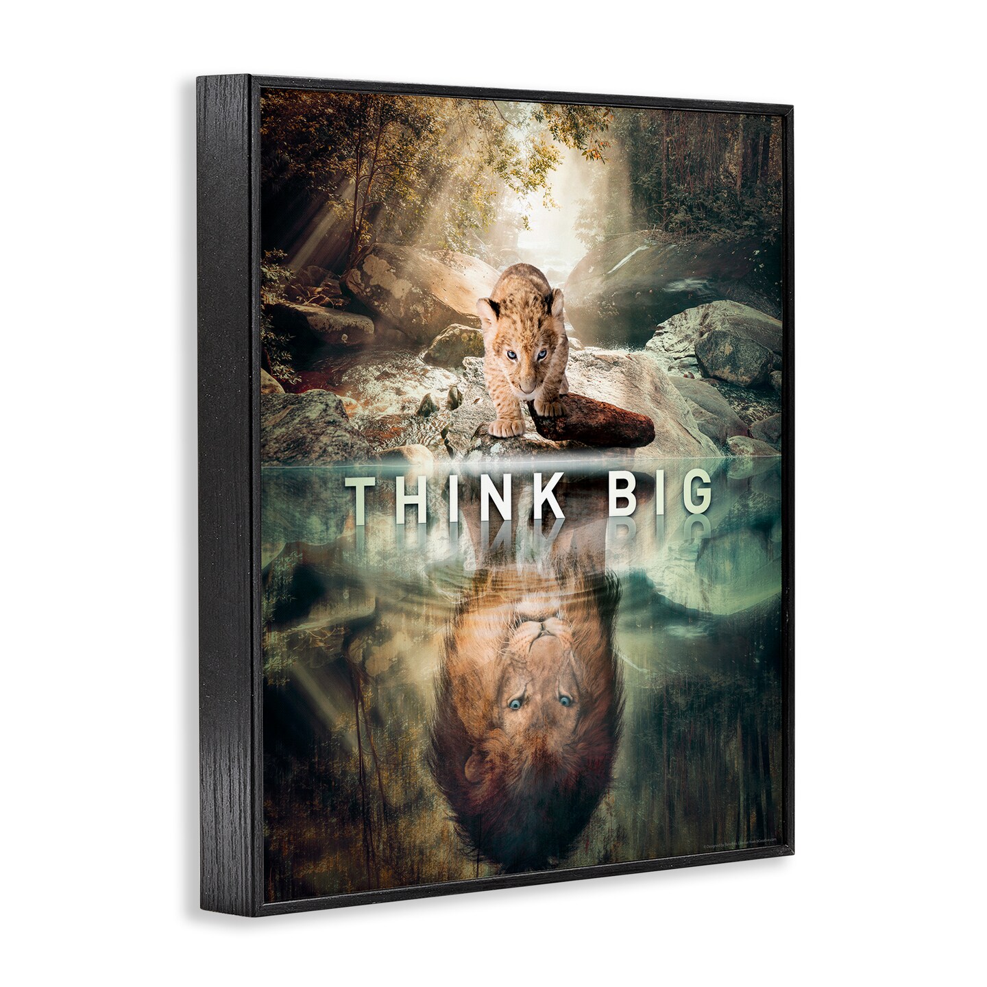 Stupell Industries Think Big Lion & Cub Framed Giclee Wall Art Design by Reinders