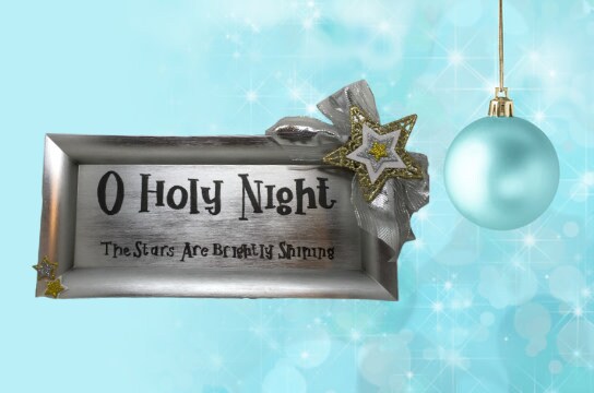 Dollar Tree Plastic SILVER TRAY Christmas Holiday Wall Art OH HOLY NIGHT Handmade Gift Idea product 5